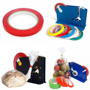 Printable Colored Filmic PVC Bag Neck Sealer Tape for Poly Bags Sealing and Bundling